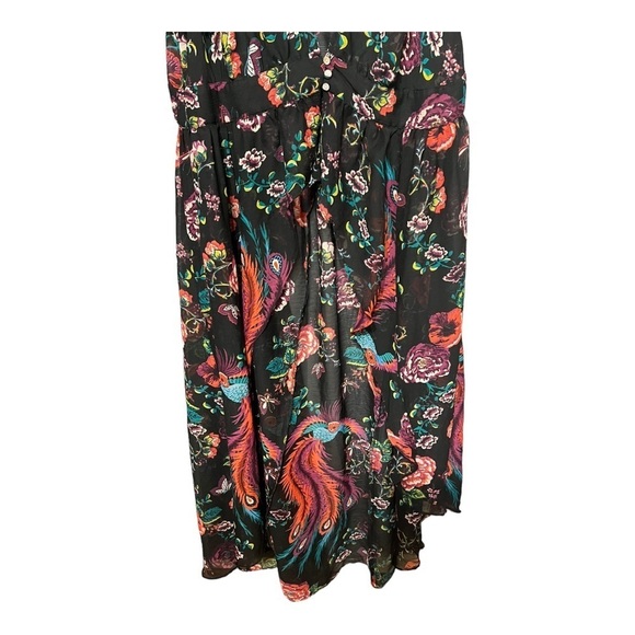 TRUTH Floral Chiffon Ruffled Hi/Lo Button 2X Top Black Multi-Color Lightweight - Picture 13 of 13